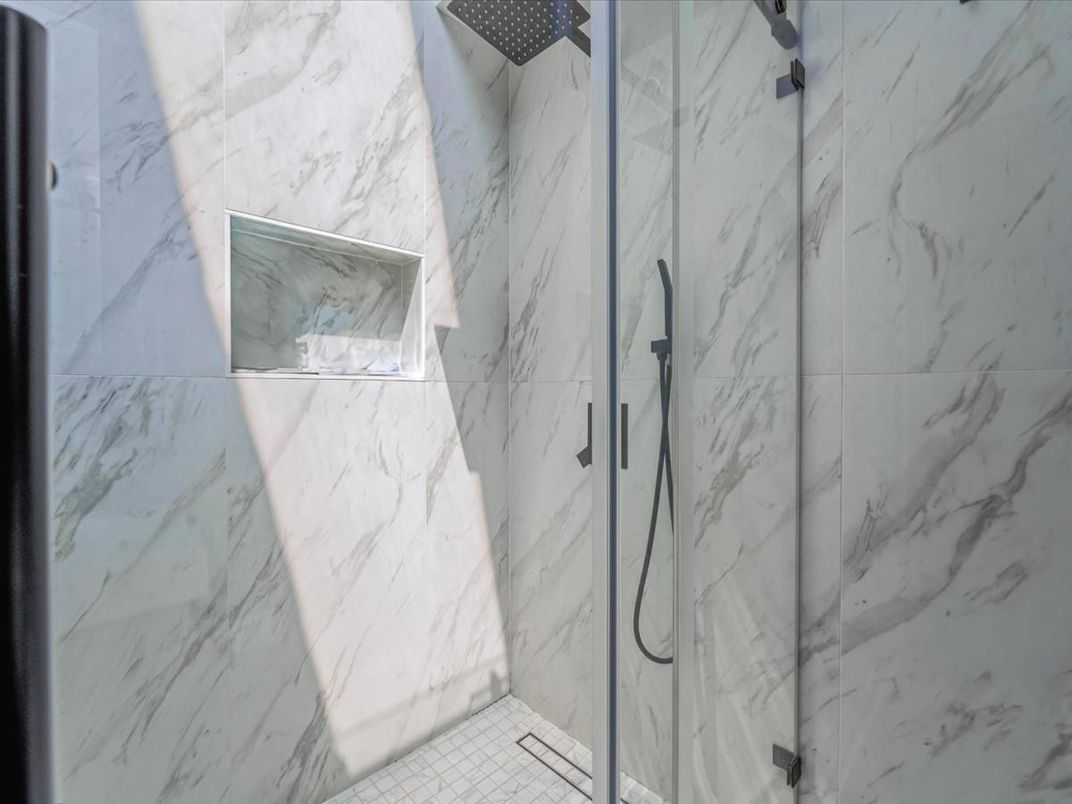 Bathroom, Glass Shower, Interior, Marble Walls