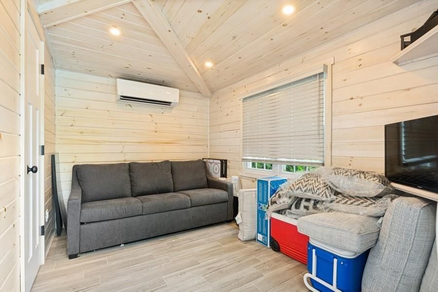 Interior, Living room, Recessed Lighting, Wooden Ceilings, Wood Texture Flooring, Wooden Walls