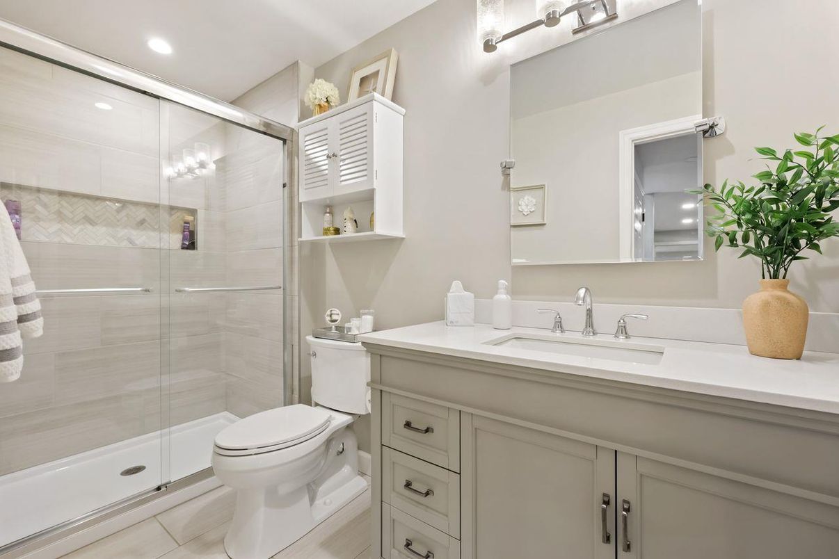 Bathroom, Glass Shower, Interior, Recessed Lighting