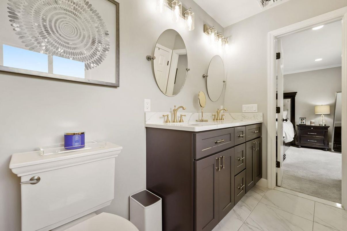 Bathroom, Bedroom, Dual Sink Vanities, Interior, Marble, Recessed Lighting