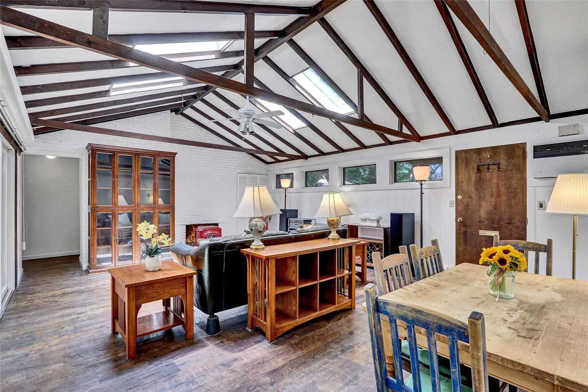 Dining room, Interior, Wooden Beams, Wood Texture Flooring