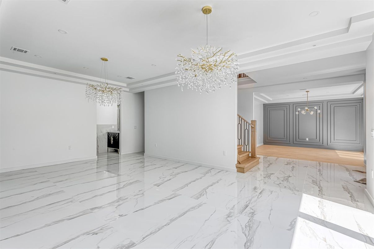 Chandelier, Empty room, Interior, Marble, Pendant Lights, Recessed Lighting