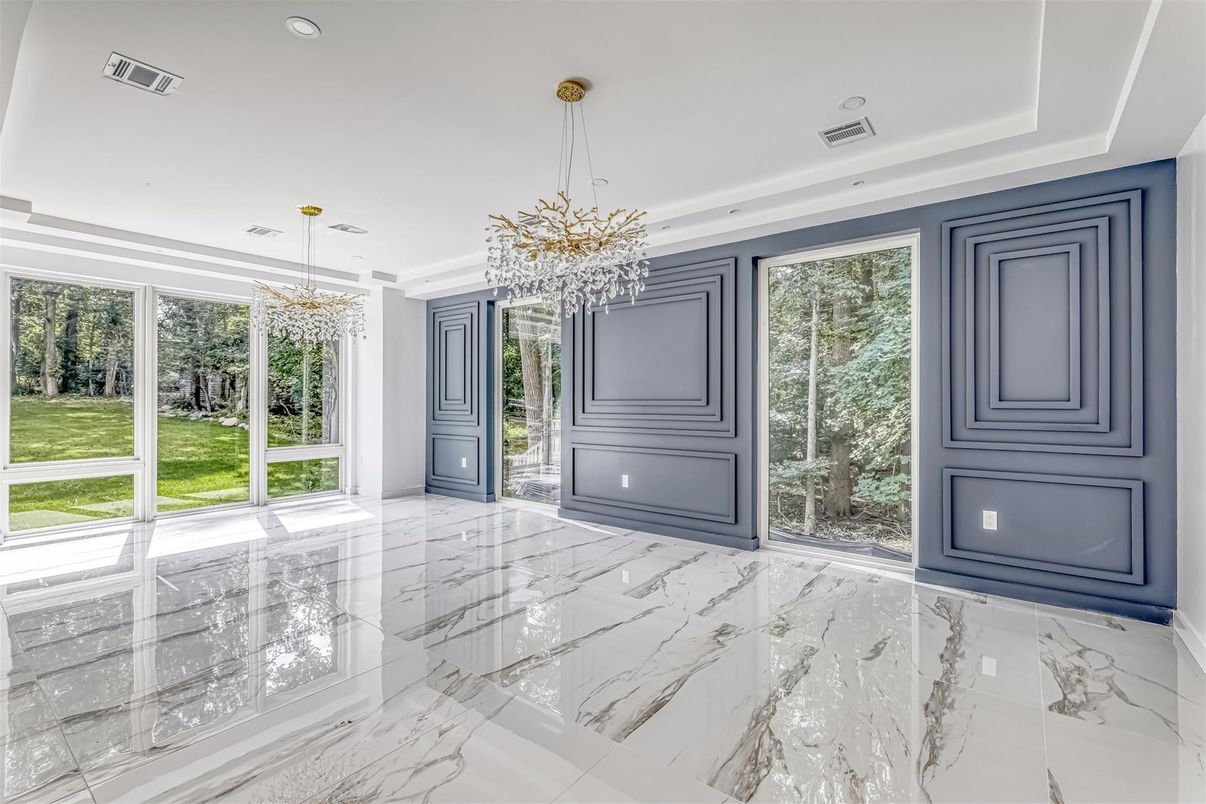 Chandelier, Empty room, Interior, Marble, Recessed Lighting