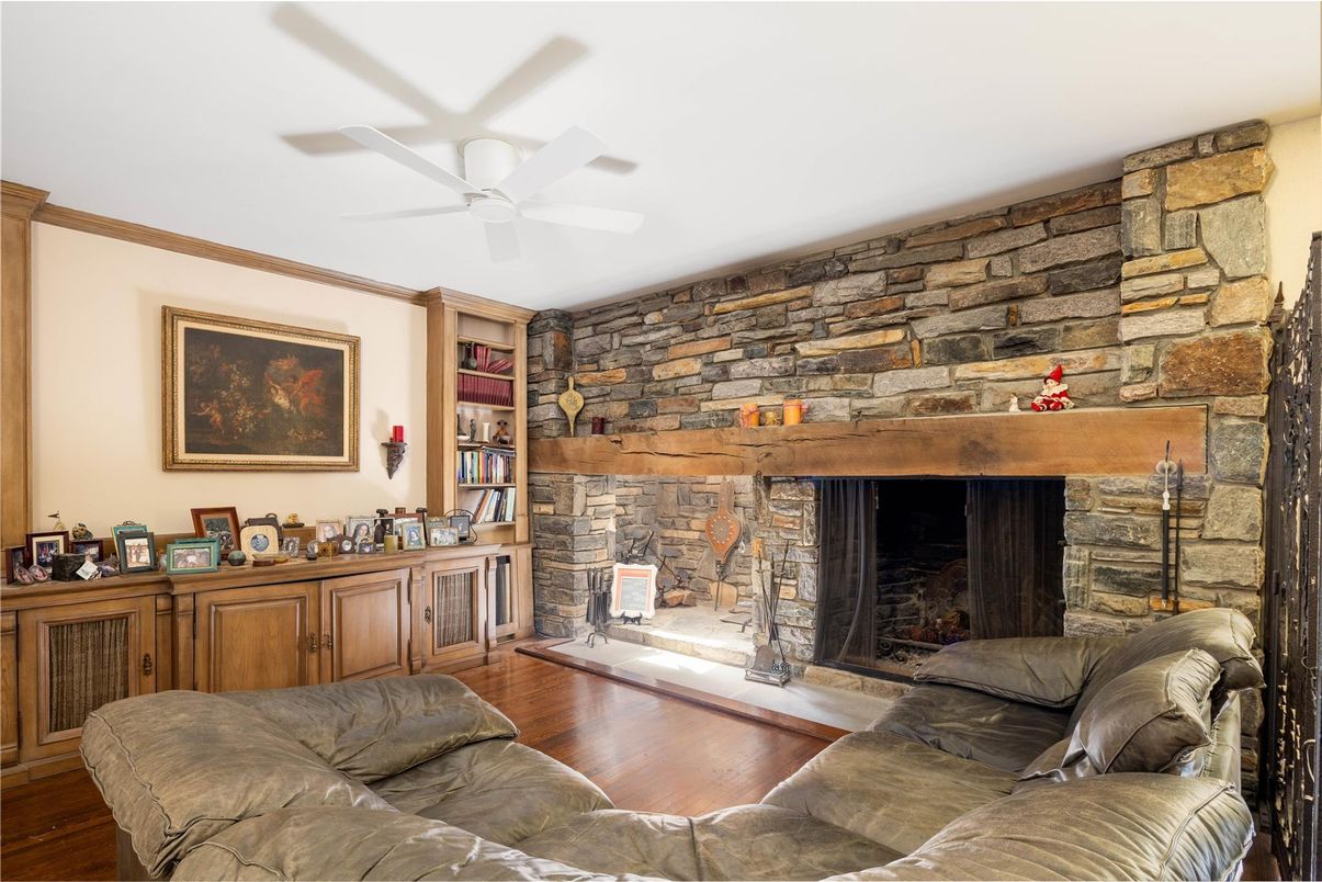 Fireplace, Interior, Living room, Stone Walls, Wood Texture Flooring
