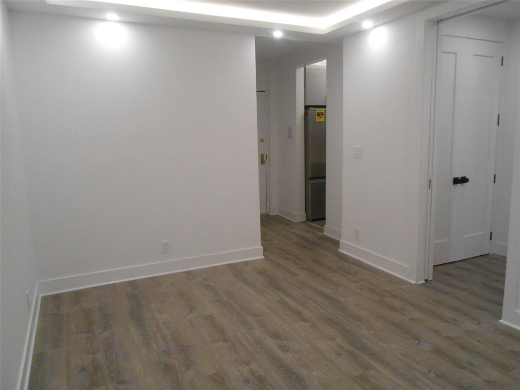 Elevator, Empty room, Interior, Recessed Lighting, Wood Texture Flooring