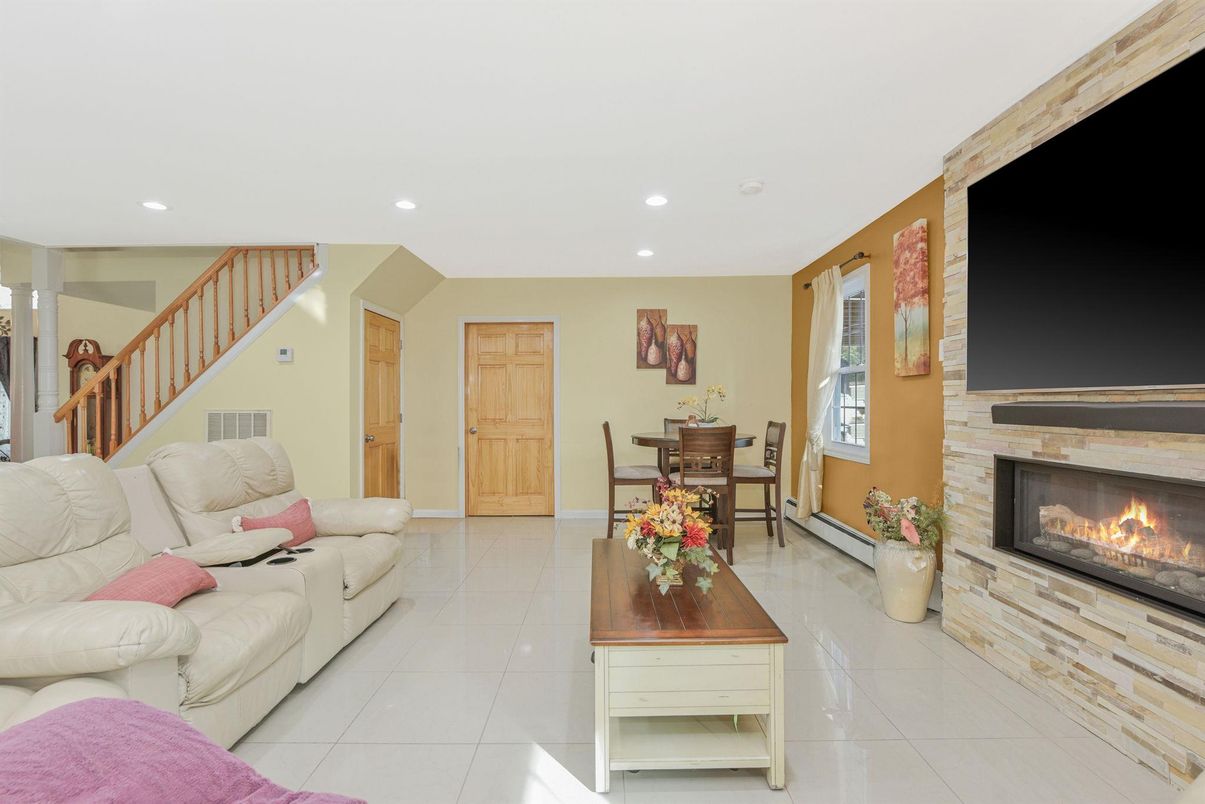 Dining room, Fireplace, Interior, Living room, Recessed Lighting
