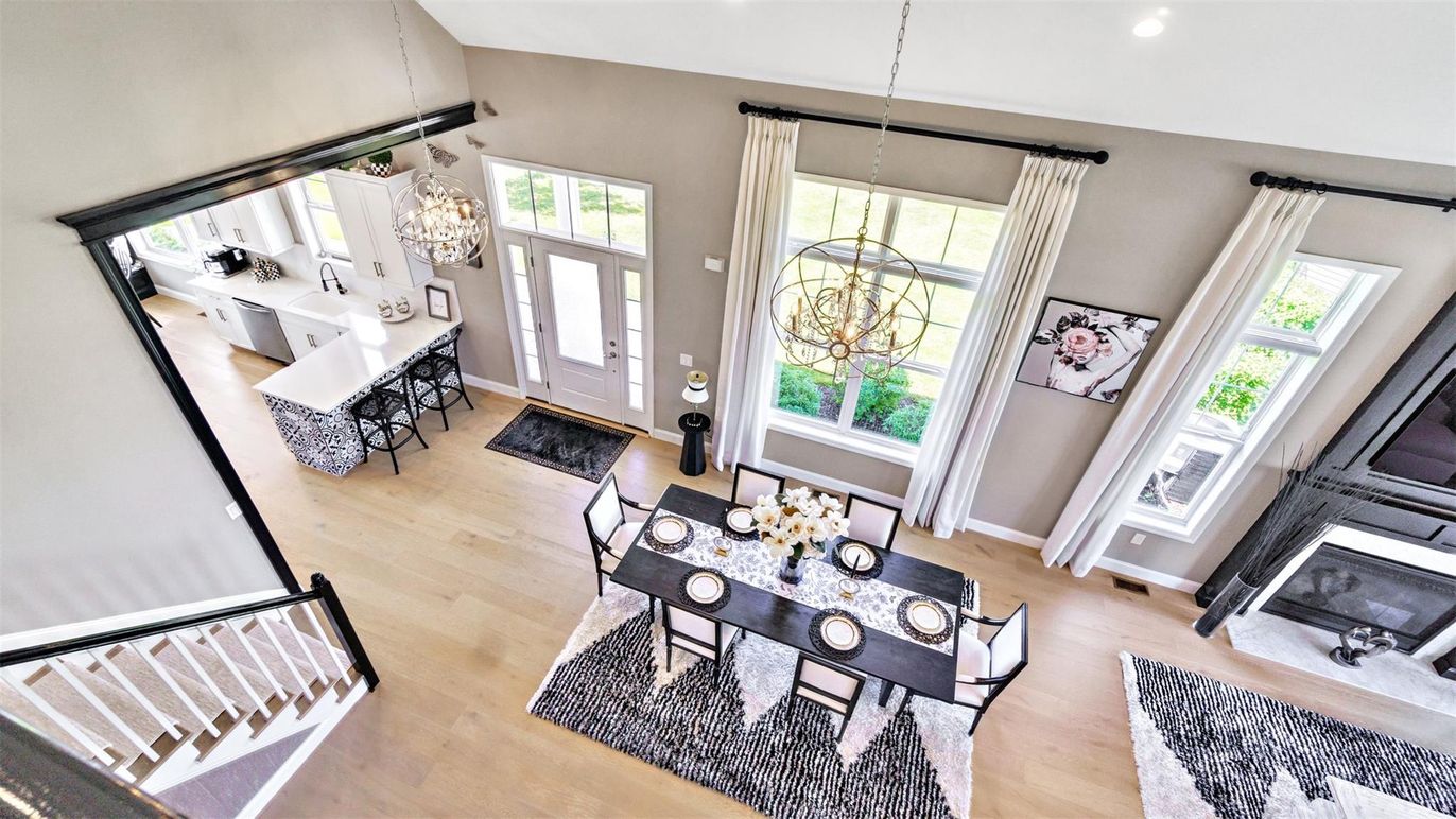 Dining room, Interior, Recessed Lighting, Wood Texture Flooring