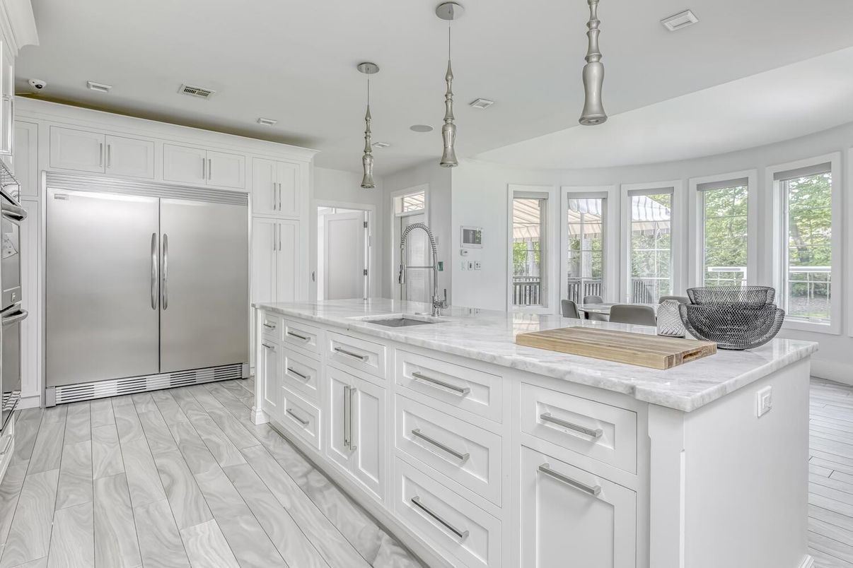 Interior, Kitchen, Marble, Pendant Lights, Recessed Lighting