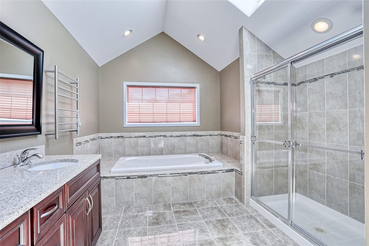 Bathroom, Dual Sink Vanities, Glass Shower, Interior, Recessed Lighting
