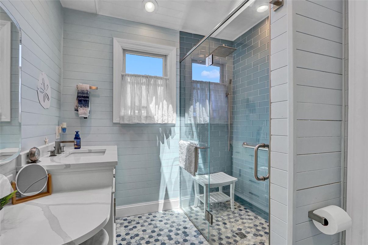 Bathroom, Glass Shower, Interior, Recessed Lighting