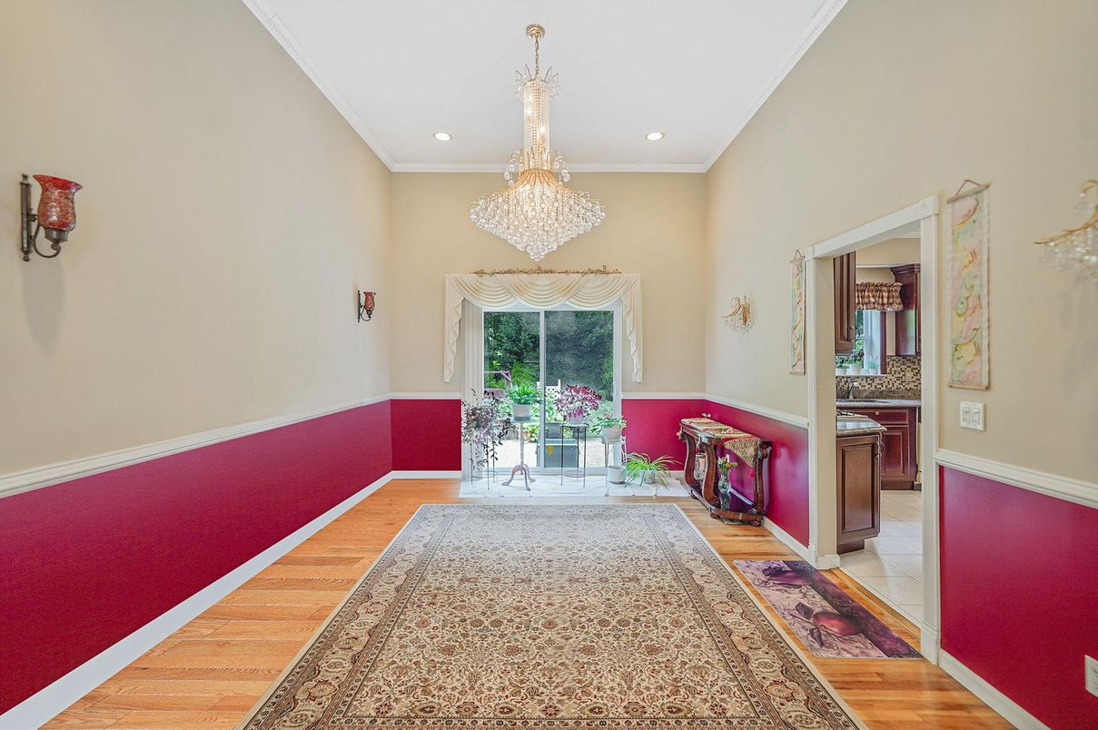 Chandelier, Interior, Recessed Lighting, Wood Texture Flooring