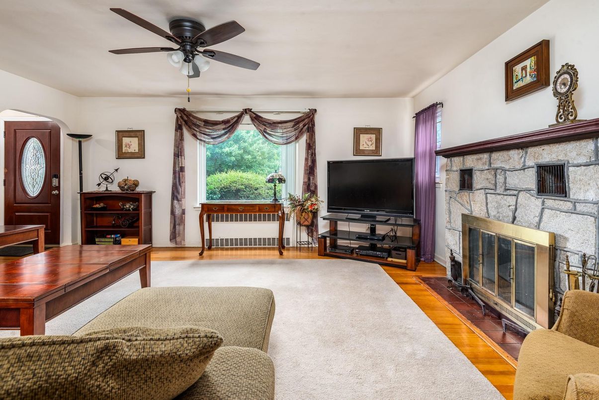 Fireplace, Interior, Living room, Stone Walls, Wood Texture Flooring