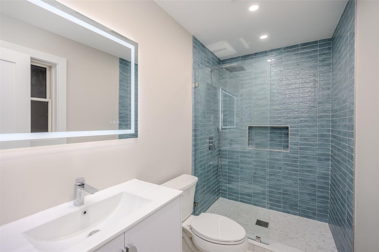 Bathroom, Glass Shower, Interior, Recessed Lighting