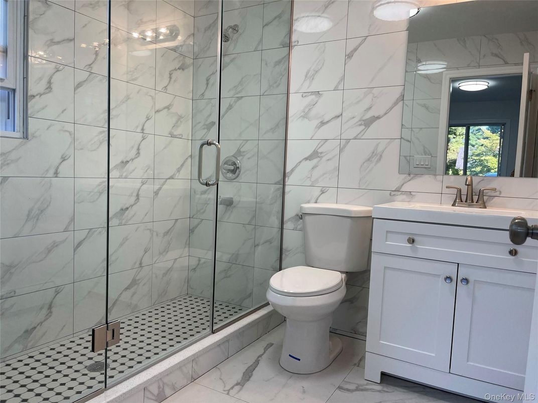 Bathroom, Glass Shower, Interior, Marble, Marble Walls