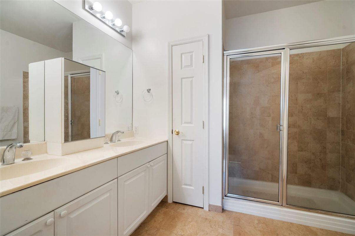 Bathroom, Dual Sink Vanities, Glass Shower, Interior