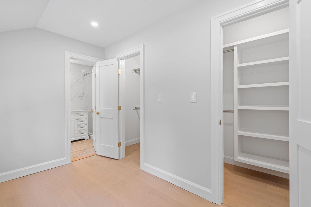 Interior, Marble Walls, Recessed Lighting, Wood Texture Flooring