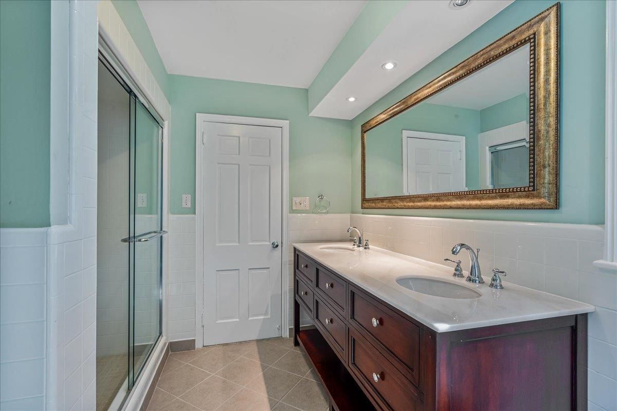 Bathroom, Dual Sink Vanities, Glass Shower, Interior, Recessed Lighting