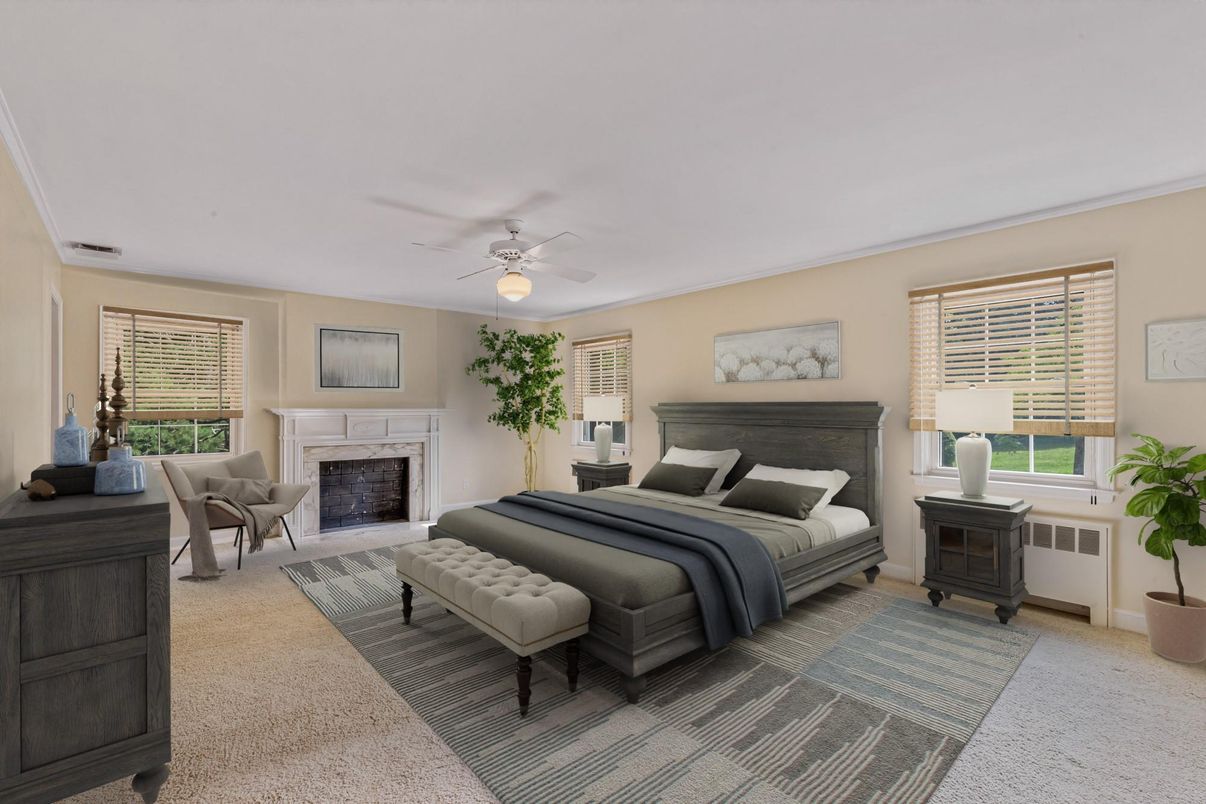 Bedroom, Fireplace, Interior