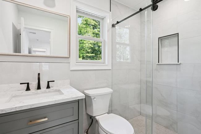 Bathroom, Glass Shower, Interior, Marble Walls