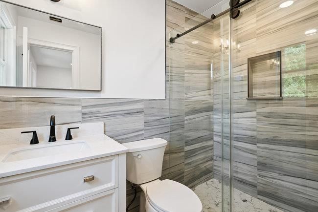 Bathroom, Glass Shower, Interior, Recessed Lighting