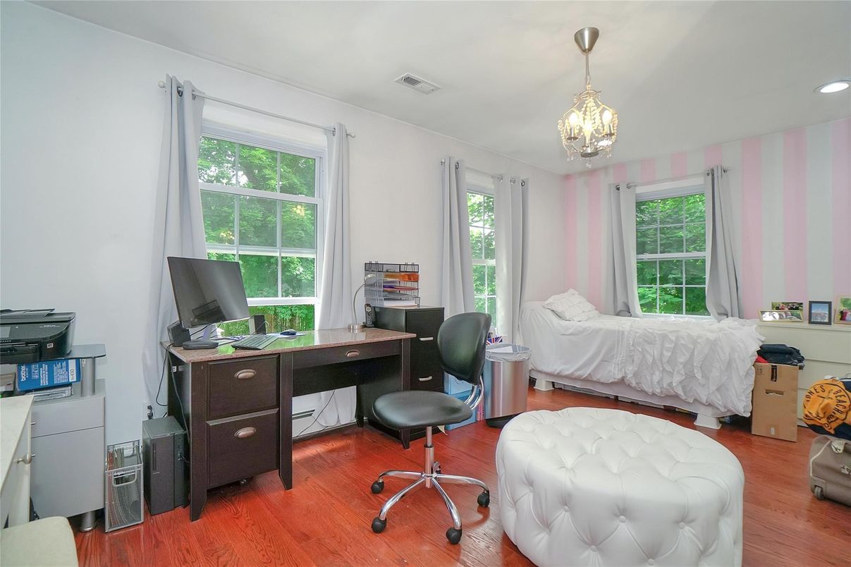 Bedroom, Home Office, Interior, Recessed Lighting, Wood Texture Flooring