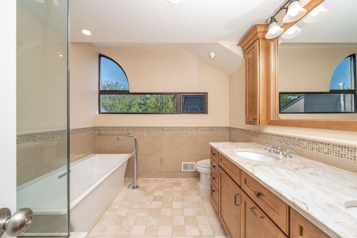 Bathroom, Glass Shower, Interior, Recessed Lighting