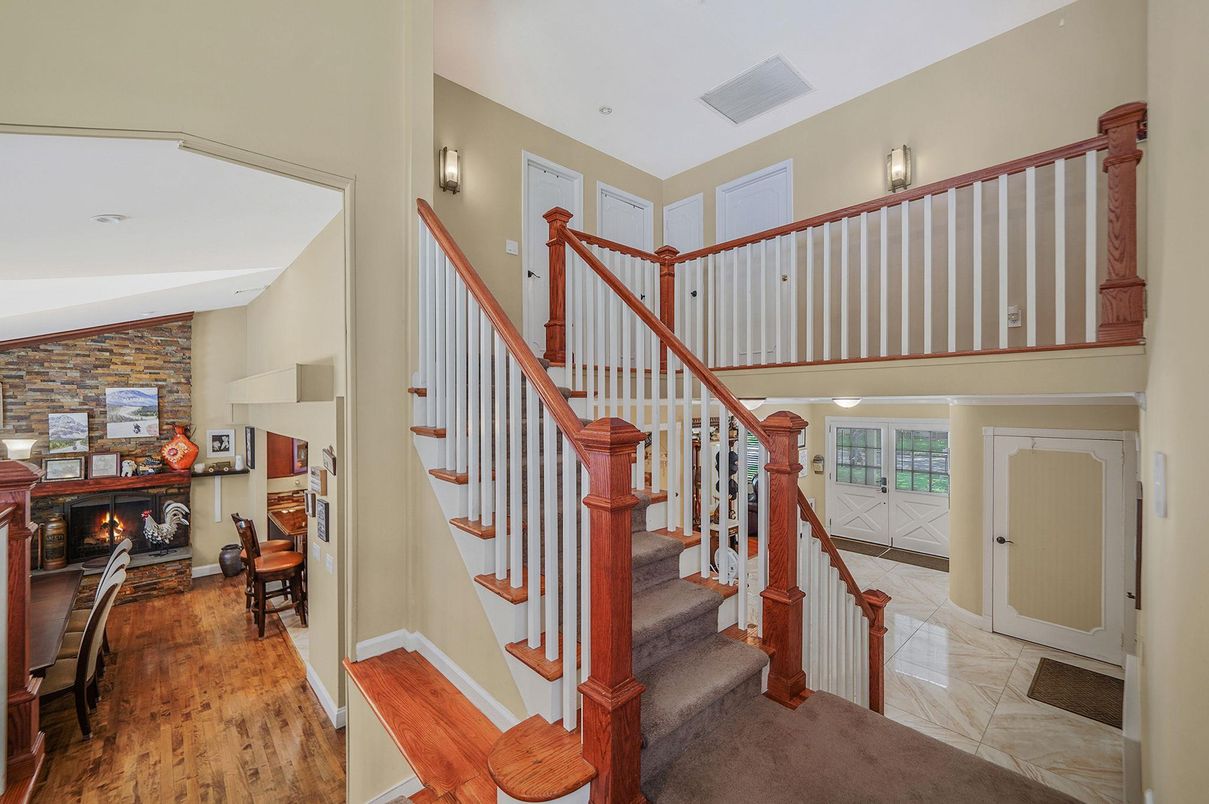 Fireplace, Interior, Stone Walls, Wood Texture Flooring