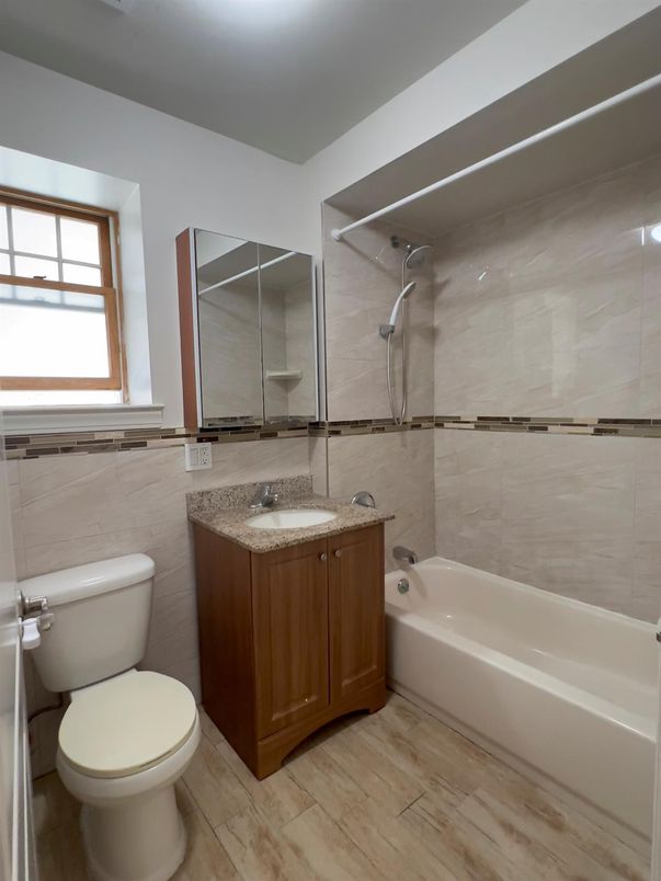 Bathroom, Glass Shower, Interior, Wood Texture Flooring