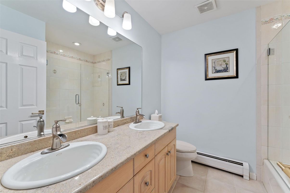 Bathroom, Dual Sink Vanities, Glass Shower, Interior, Recessed Lighting
