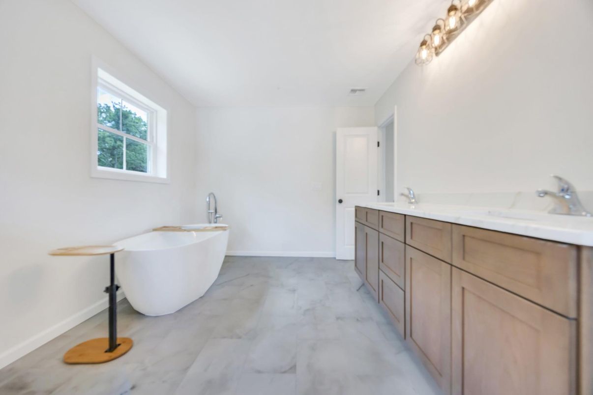 Bathroom, Dual Sink Vanities, Free Standing Baths, Interior, Marble