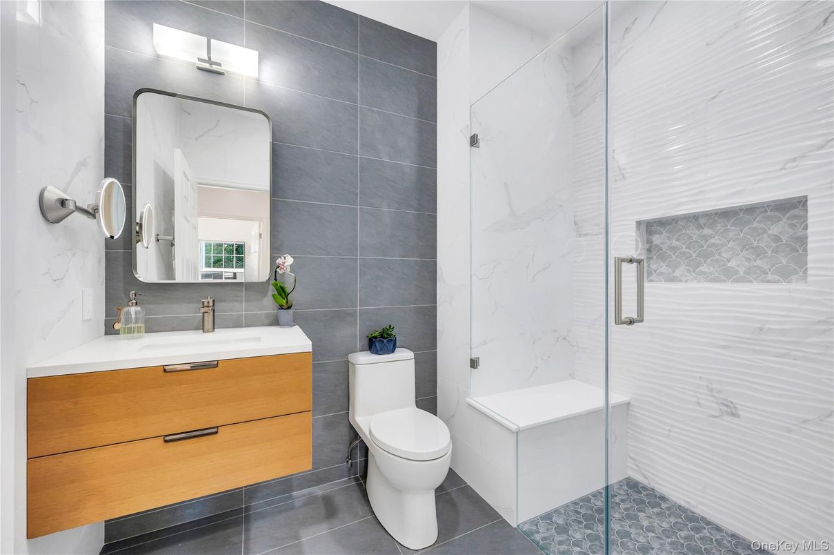 Bathroom, Glass Shower, Interior, Marble Walls
