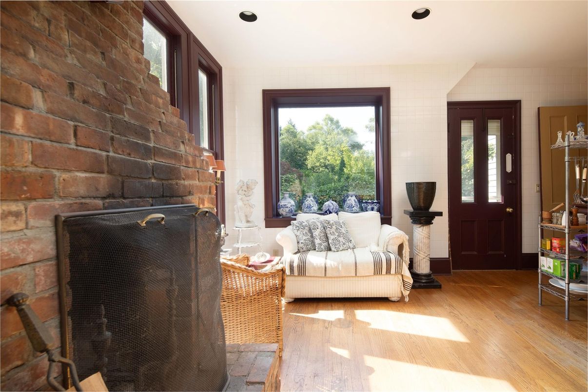 Interior, Recessed Lighting, Stone Walls, Wood Texture Flooring