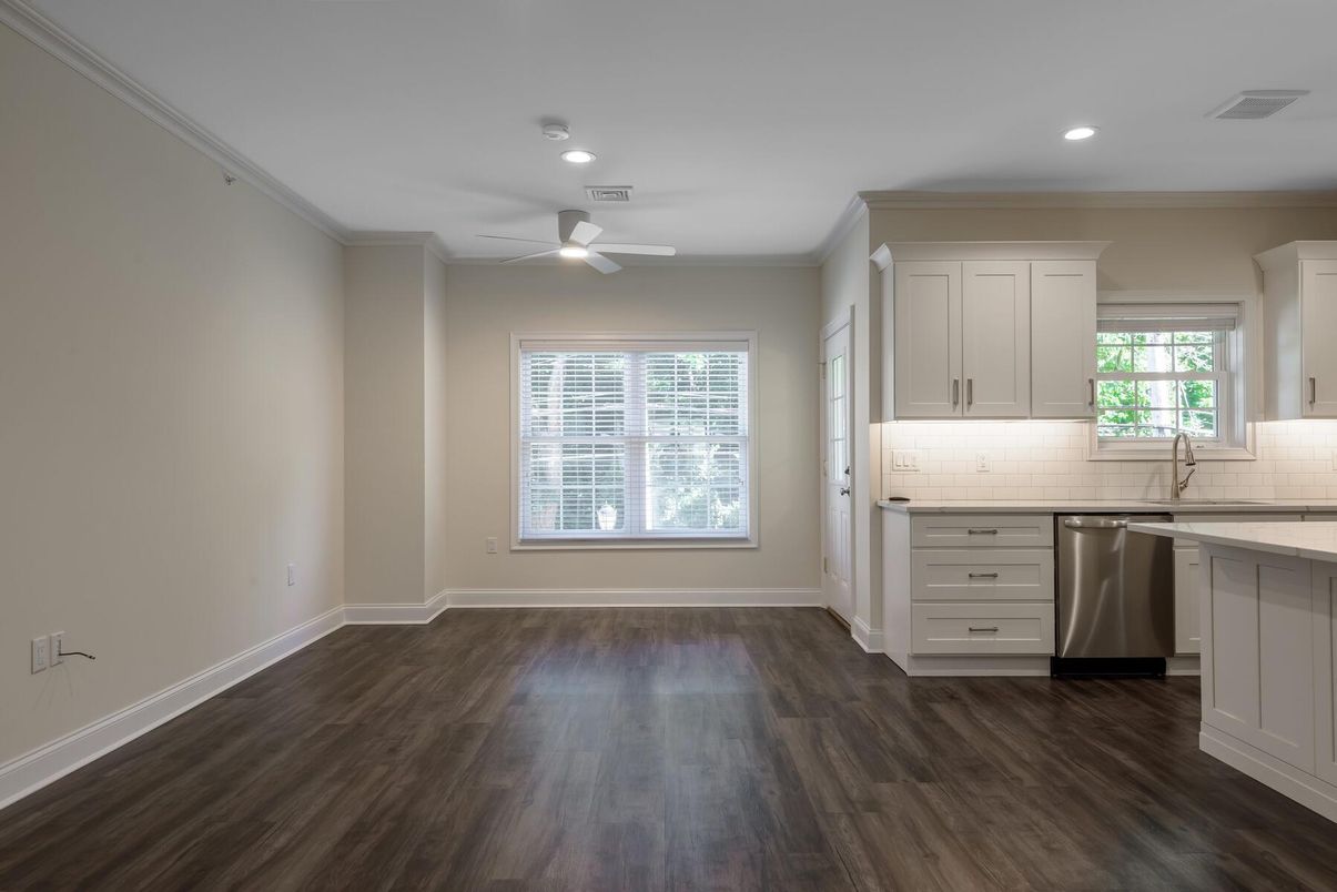 Interior, Kitchen, Recessed Lighting, Wood Texture Flooring