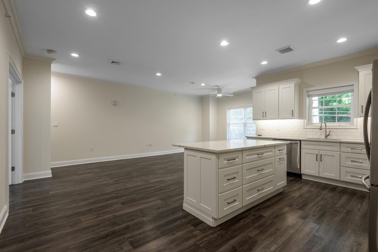 Interior, Kitchen, Recessed Lighting, Wood Texture Flooring