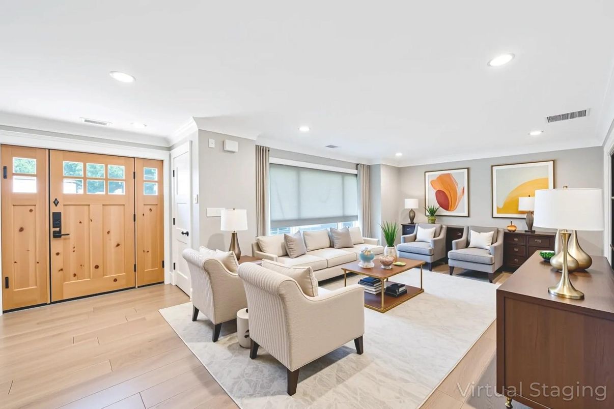 Interior, Living room, Recessed Lighting, Wood Texture Flooring