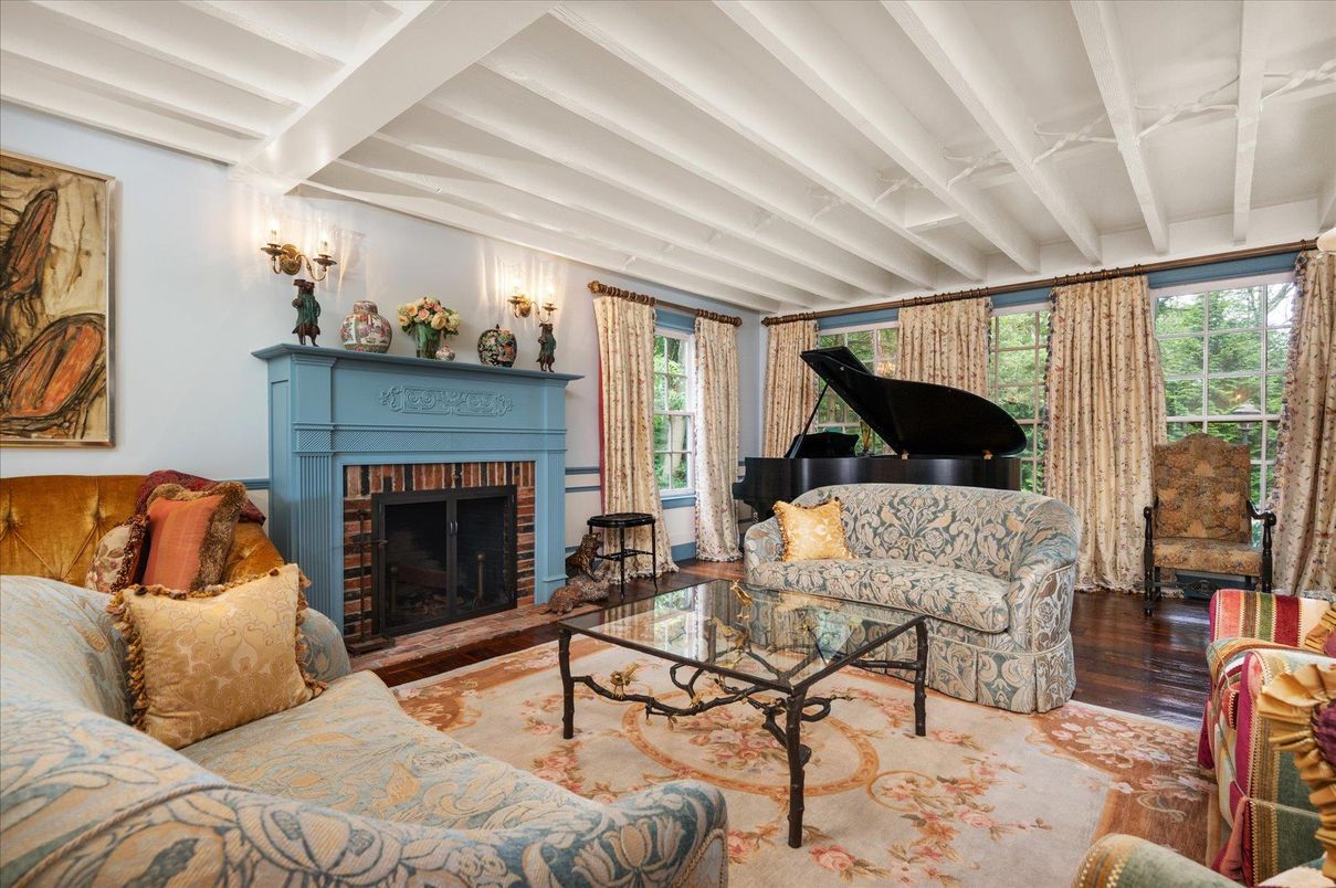 Fireplace, Interior, Living room, Piano, Wood Texture Flooring