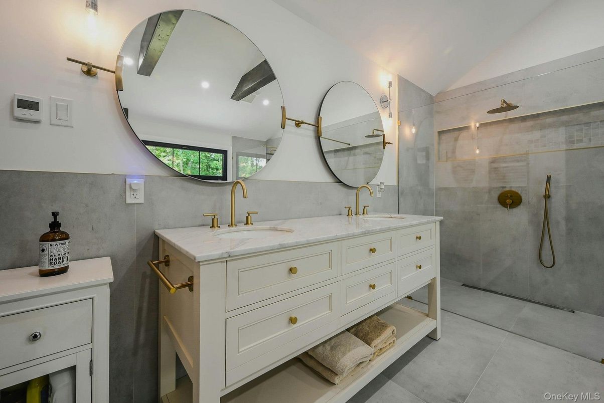 Bathroom, Dual Sink Vanities, Glass Shower, Interior