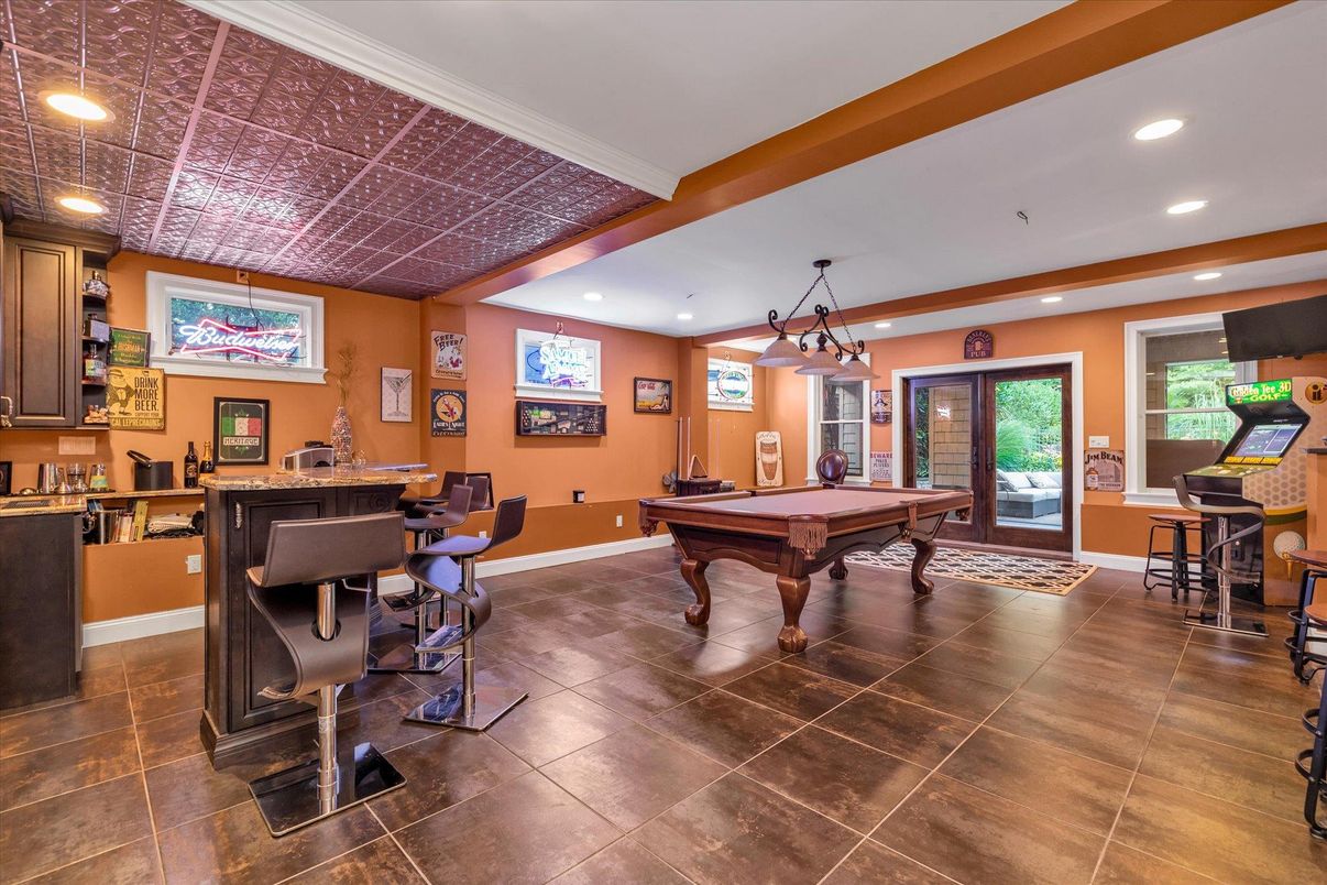 Billiard Table, Game Room, Interior, Pendant Lights, Recessed Lighting
