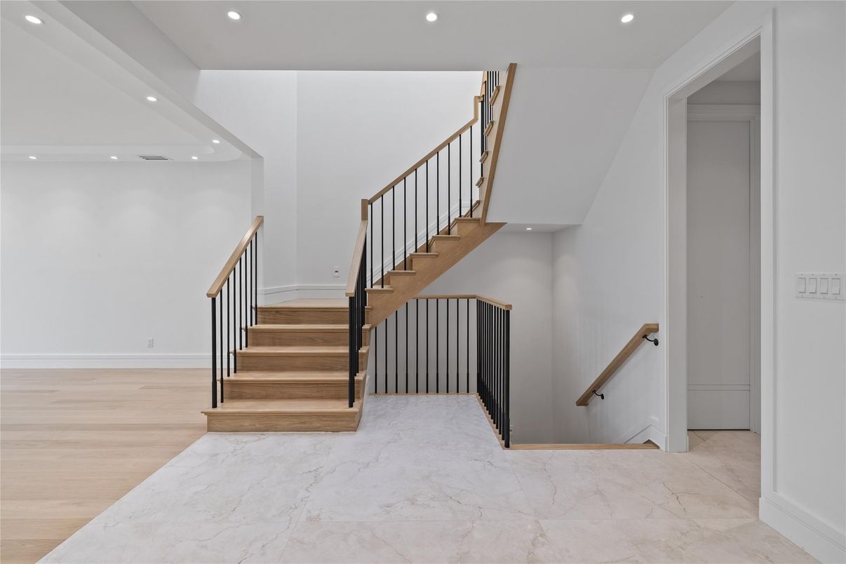 Interior, Marble, Recessed Lighting, Wood Texture Flooring
