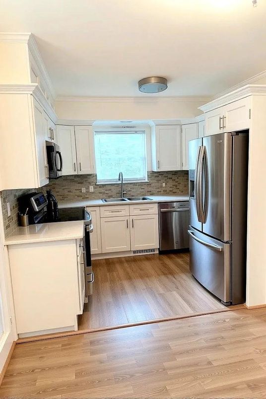 Interior, Kitchen, Stainless Steel Appliances, Wood Texture Flooring