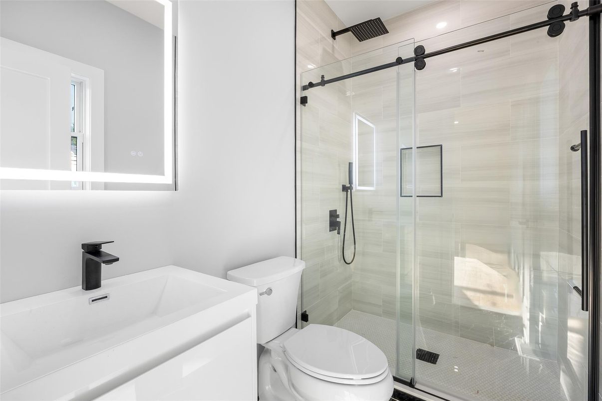 Bathroom, Glass Shower, Interior, Recessed Lighting