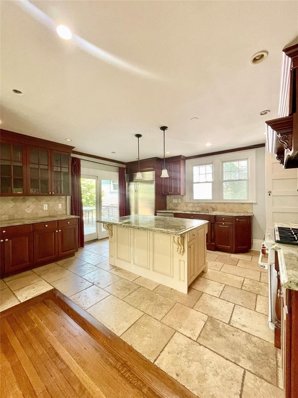 Interior, Kitchen, Pendant Lights, Recessed Lighting, Wood Texture Flooring