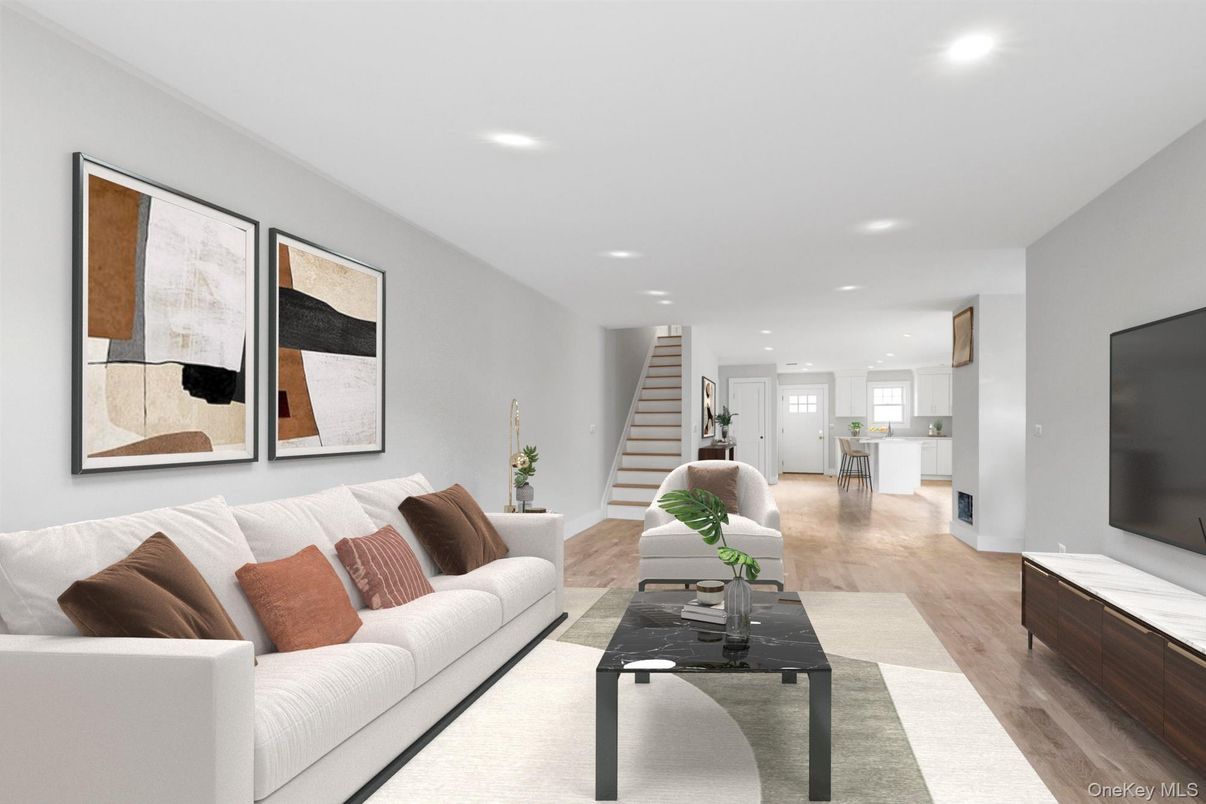 Interior, Living room, Recessed Lighting, Wood Texture Flooring