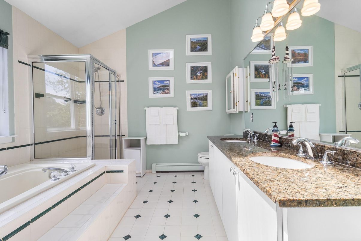 Bathroom, Dual Sink Vanities, Glass Shower, Interior