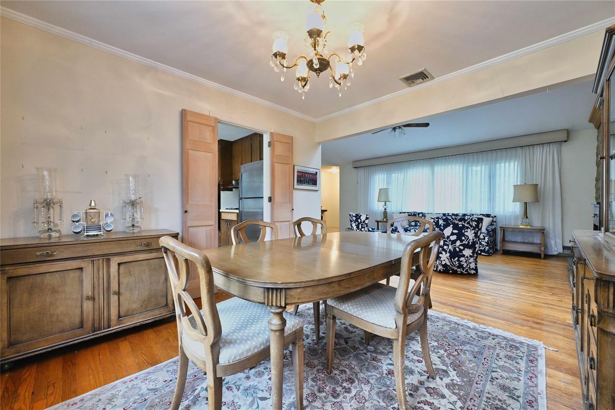 Chandelier, Dining room, Interior, Wood Texture Flooring