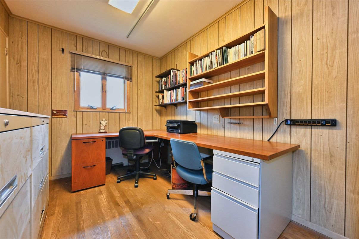 Home Office, Interior, Wood Texture Flooring, Wooden Walls