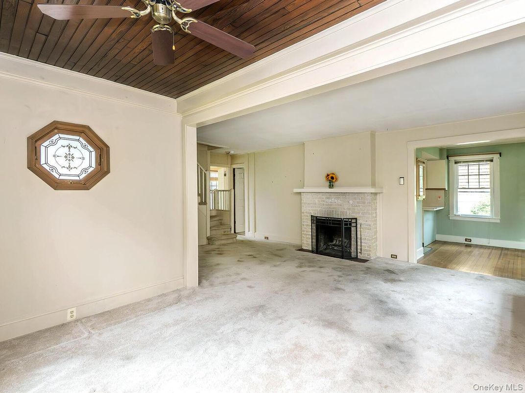 Empty room, Fireplace, Interior, Wooden Ceilings, Wood Texture Flooring