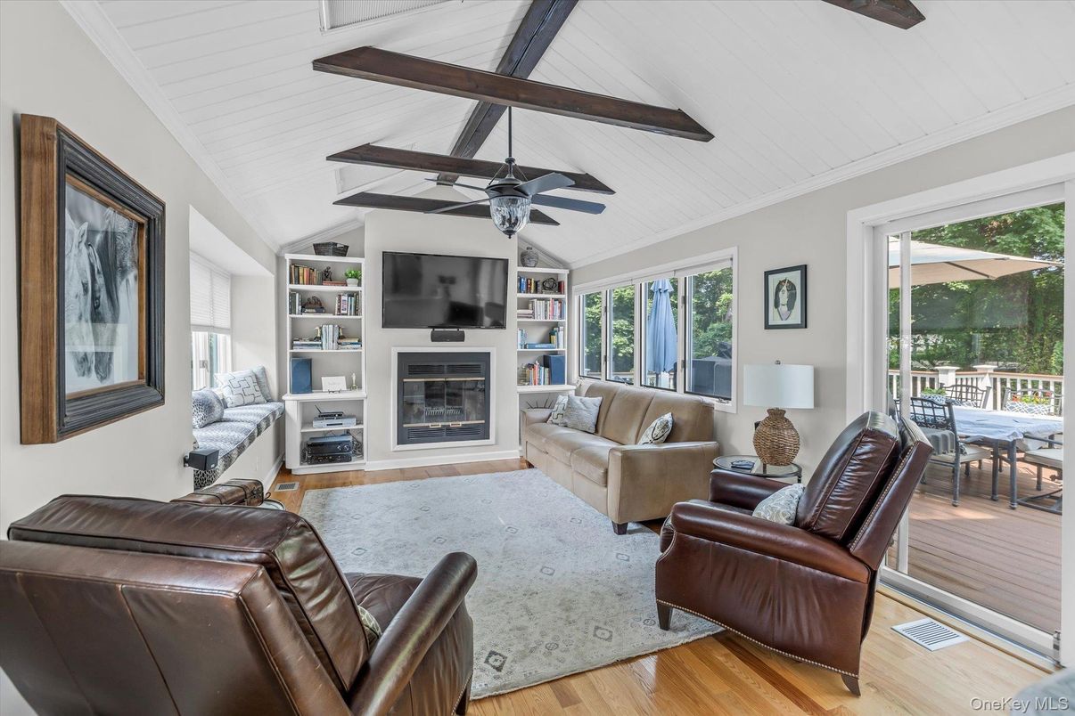 Fireplace, Interior, Living room, Wooden Beams, Wood Texture Flooring