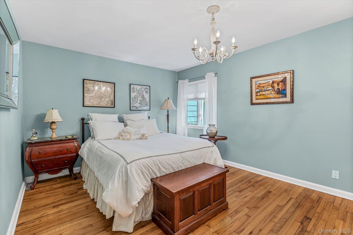 Bedroom, Chandelier, Interior, Wood Texture Flooring