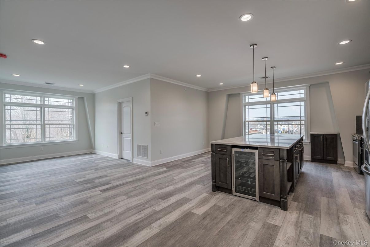 Interior, Kitchen, Pendant Lights, Recessed Lighting, Wood Texture Flooring